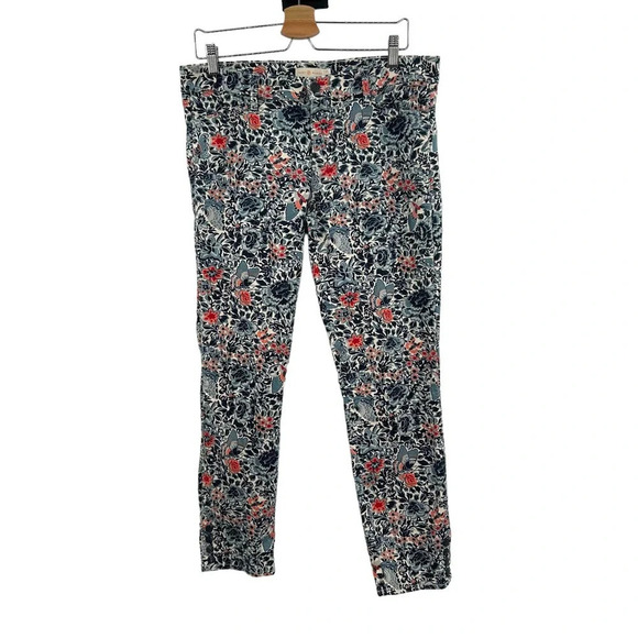 Tory Burch Emmy Ankle Skinny Jeans Blue Lake Kyoto Floral Print Size 31 - Picture 2 of 13